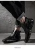 Chaussures décontractées A017 Taille 38-46 Crocodile de mode Modèle Split Cuir Men Homme Design masculin Boots Automne Boots Leisure