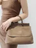 Kvällspåsar Fashion Office Ladies Work Satchels Shoulder Bag Elegant Women Softshell Cowhide äkta läderrem Crossbody Totes