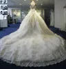 Sukienki luksusowe klejnotowe sankie ballowe suknie ślubne z koralikami i kryształami Tiul Kaplic pociąg do tyłu sukienki Bridal g