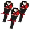 Fleurs décoratives 3 PCS Graduation Bouquet ours en peluche Fleur de tenue bleue 2024 Cadeaux son savon de tissu de lycée Miss Animal