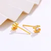 Stud Earrings Fashion 24K Gold Plated Wave Zircon Earring Classical Gilded Ear Studs For Women Exquisite Jewelry Decorations 2024