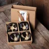 Teaware Sets 4Pcs/Lot Ceramic Kiln Change Small Tea Bowl Porcelain Temmoku Glaze Master Cup Set Chinese With Gift Box