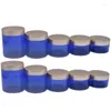 Opslagflessen donkerblauw plastic brede mondfles 100 ml 120 ml 150 ml 200 ml 250 ml lege crème container cosmetische potten potten met deksels