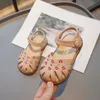 Slipper Summer Sumber Girls Sandals Дети повседневные туфли вырезов цветочные принцессы