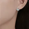 Boucles d'oreilles S925 STERLING Silver Circular Zircon Charm Femmes Ear Fashion 2024 Girl Hypoallernic Valentine Bielry Gifts