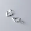 Boucles d'oreilles en peluche 925 Sterling Silver Love Heart for Women Girl Smooth Geometric Hollow Out Design Bijoux Party Gift Drop