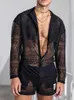 PFHQ 2023 Summer Hollow Out Sexy Lace Shorts Shirts SetS Mens Fashion Suit Vêtements TRENDY ELEGANT PLACE 240326