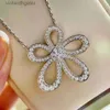 Hoge versie origineel 1to1 merk ketting Vancefe S925 Sterling zilveren volle diamant grote bloem ketting voor dames zonnebloemen ontwerper Hoge kwaliteit ketting