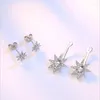 Studörhängen Real 925 Sterling Silver Sweet Star Shiny CZ för kvinnor Fashion Korean Long Ear Line Party Jewelry DA2540