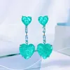 Pendientes colgantes Bilincolor Fashion Broken Zircon Double Green Heart Parring for Women