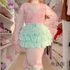 Harajuku y2k süße rosa weiße Kürbiskhose Lolita Herbst Winter JK Plüsch Shorts Japanische Kawaii Rüschen Lantern Shorts 240314