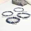 Natural Blue Dot Stone Armband för män och kvinnor handgjorda elastiska pärlbandsarmband vintage smycken