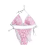 Nieuwe sexy bikini dames subsysteem met roze verzameld zwempak