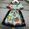 New girls partydress Fruit pattern printing baby skirt Size 100-160 CM kids designer clothes summer Princess dress 24April