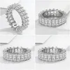 Clusterringen Sterling Sier 925 FL Cirkel Rechtangar Diamantpaar Ring Koolstof Sil Stone Grote Paren Druppel Afgifte Sieraden Otfyc