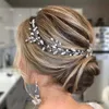 Bruids bruiloft headscarf kristal zilveren blad bruids haaraccessoire strass hoofdband voor de bruid en bruidsmeisjes