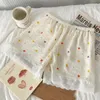 Frauen Nachtwäsche -Pyjama -Hosen für Frauen Sommer Puff Baumwoll Cartoon Spitze Lose Shorts Schlafenkleidung Zuhause Sicherheitsboden Anti Blendung