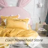 Bettwäsche -Sets Evich einfache Bettdecke Gelb mit weißem EDGER Kissenbezugsblech Quilt Deckel Eins und doppelte Kingsize -Bettwäsche