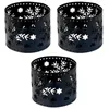 Titulares de vela 3pcs Decorações de casa Christmas Iron Hollow Desktop Pen Holder Party Decoration - Snowflake (preto)