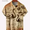 Camisas casuais masculinas camisa havaiana de praia de praia Palminga de palmeira 3D Camisa de manga curta Aloha Summer Summer LOP TOP YQ240408