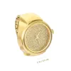 Corloges murales hommes Watch Watch Round Ring Valentines Gift Bijoux pour lui sa fête des mères Surprise Golden