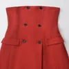 Robes décontractées 2024 Femmes Red Fashion High Street Double Butted But Bra Robe SpringautUmn Split Split Midi