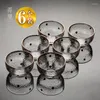 Wine Glasses Japanese Style Hammer Pattern Crystal Transparent Hexagonal Tea Cup Set Personal Glass Tasting Gold Painting