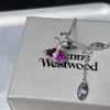 Ontwerper Viviane Westwood Sieraden Western Empress Dowager Kleurrijke diamant stereoscopische glazen bal orb Saturn ketting Licht Luxe Design Sense kraagketen