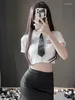 Work Dresses Sexy Secretary Wrap Hip Short Skirt Set Sheath Passionate Temptation Thin Jk Uniform Slim Role Playing Woman Erotic Charm MWIR