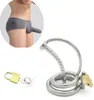 Male Stainless Steel Device Belt Lockable Cock Cage Penis Rings With Urethral Plug Catheter Restraint Bondage Toys SH1907274220436