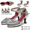 shoes Gold Silver Women Latin Dance Shoes Closed Toe Sequin Outdoor/Ballroom Tango Salsa Party Dance Shoes For Ladies Girl