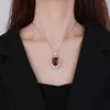 Pendant Necklaces EYIKA Luxury Fine Jewelry Radiant Cut Lab Ruby Sapphire CZ Necklace White Gold Plated Fusion Stone For Women