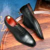 Italian Pointed Leather Shoes for Mens New Formal Business Three Joint Oxford Toe Layer Cowhide