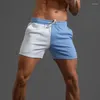 Shorts maschile da uomo pesante maschile cotone cotone patchwork patchwork elastic waist shonets man jogging da 3 "pantaloni corti inseam