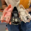 Slipper Mini Girl Sandals 2024 Kids Sparkle Bow Summer Shoes for Children Sandals Waterproof Non-slip Beach Sandals Melissa Shoes HMI087 240408