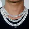 Fashion Hip-Hop Jewelry Moissanite Necklace VVS 925 Silver Custom Cuban Link Chain 10mm 12mm 14mm