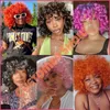 Courte des boucles en vrac pour les femmes gingembre afro bob Kinky avec bang natural synthétique cheveux cheveux roux brun rose 240327
