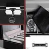 Titta på Box Organizer Pillow Case 6 Slot Watch Box With Framed Glass Lid Watch Display Case For Men and Women Watch Boxes and Jewelry Watch Case