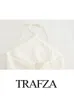 TRAFZA Summer Fashion Woman White Backless Sleeveless Short Top Women Sexy sweet Backless Tanks Strap Beach Female Camis 240328