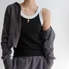 Women's Tanks Knitted Ribbed Cotton Camisole For Women Korea Stylish Summer Tops And Tees Basic Undershirt Outerwear Breathable Camis C4885