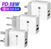 18W PD USBC QC30 type c Charger Fast Charging wall chargers EU UK US Plug for iPhone 13 12 14 Xiaomi Samsung smart phone plug4878711