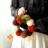 Dekorativa blommor julull boll pom-poms kransdekorationer trappor fönster bilhängen hängande ornament liten present plysch handgjorda