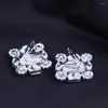 Backs Earrings Square Clip No Hole Wedding Jewelry For Women Large Clear Crystal Rhinestone On Ear Accessories