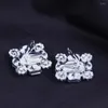 Backs oorbellen vierkante clip geen gat bruiloft sieraden voor vrouwen grote helder kristallen strass op ooraccessoires