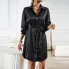 Robes décontractées Gaovot Automne Winter Shirt for Women Long Manche à manches longues Léopard Robe Bureau des femmes