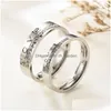 Alyanslar Paslanmaz Çelik Çift Nişan Kadınlar İçin Erkekler Kristal I Love You Ring Promise Designer Mücevher Hediye Deliği Del Dhgarden Dhp4n