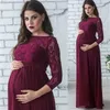 Women Pregnant Maternity Dress Pregnancy Clothes Long Sleeve Lace Party Maxi for Pography Props 240326