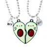 Подвесные ожерелья для ожерелья BFF 2pcs/Set милые авокадо в форме сердца в форме сердца пары пары сеть подарки для детей девочки