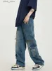 Frauen Jeans 2023 Roupa Y2K Strtwear Vintage Blue Baggy Cargo Jeanshose für Frauen Kleidung gerade Hip Hop Lady Denim Hosen Vaqueros Y240408