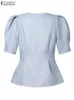 Frauenblusen Frauen elegante Tops Sommer Frühlingsfarbhemden 2024 Vonda Casual Lose Bluse Fashion Lady Femme Blusas übergroß